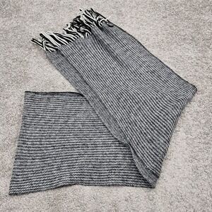 My Life Is Based On A True Story Black White Marled Knit Fringe Scarf 74x12